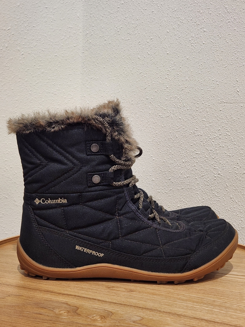 New Columbia Waterproof Women's Black Quilted Faux-Fur Winter Boots